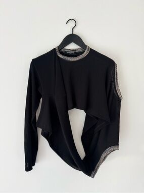 Kiko Kostadinov Navy Asymmetric Wrap Top